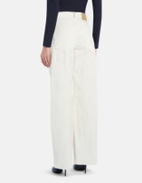 Dondup - Pantaloni Jacklyn wide leg in velluto a coste panna