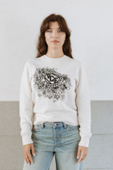 Golden Goose - Felpa da donna in cotone color bianco vissuto con ricamo