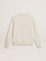 Golden Goose - Felpa da donna in cotone color bianco vissuto con ricamo