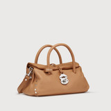 Zanellato - Borsa Dotta small in pelle martellata brown amaretto