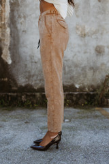 White Sand - Pantalone da donna con elastico e coulisse lavorazione tono su tono camoflage