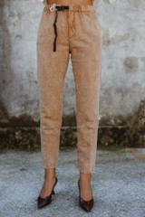 White Sand - Pantalone da donna con elastico e coulisse lavorazione tono su tono camoflage