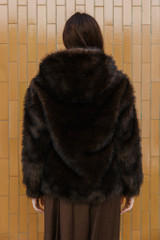 Bully - Giacca in ecopelliccia con cappuccio testa di moro