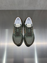 Premiata - Sneakers donna Laury in pelle  e tessuto tecnico verde bosco