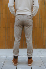 White Sand - Pantalone uomo con coulisse regolabile in vita in pied-de-poule marrone