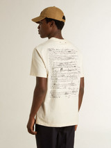 Golden Goose - T-shirt da uomo con stampa sul cuore e sul retro dall'effetto lived-in