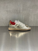 4B12 - Sneakers PLAY.NEW - D220 in pelle oro e talloncino in cavallino maculato