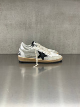 Golden Goose - Ball Star uomo in nappa e rete con stella in suede nero e talloncino in pelle laminata argento