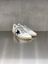 Golden Goose - Ball Star uomo con stella in camoscio blu e scritta arancione
