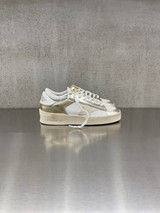 Golden Goose - Stardan donna in pelle laminata oro con talloncino bianco