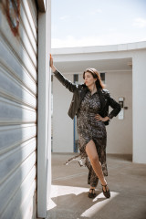 Golden Goose - Vestito da donna midi con stampa floreale nero grigio