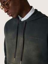 Golden Goose - Felpa con cappuccio Unisex in cotone nero con effetto bleached