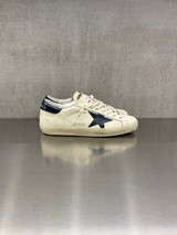 Golden Goose - Super-Star uomo in pelle burro con stella e talloncino in pelle blu notte