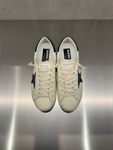 Golden Goose - Super-Star uomo in pelle burro con stella e talloncino in pelle blu notte