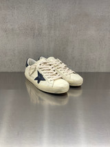 Golden Goose - Super-Star uomo in pelle burro con stella e talloncino in pelle blu notte