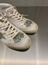 Golden Goose - Mid Star donna con stella e linguetta in glitter argento e oro
