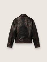 Golden Goose - Bomber da donna in nappa color borgogna scuro con ricamo floreale