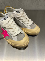 Golden Goose - Super-Star donna in suede tortora con stella in pelle fucsia e talloncino in suede ocra