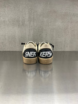 Golden Goose - Ball Star uomo in pelle bianca con stella argento e tallone beige e nero