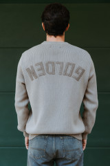 Golden Goose - Maglione da Uomo in cotone organico color taupe  con logo ricamato