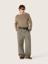 Golden Goose - Maglione da uomo in cotone organico color taupe con logo ricamato