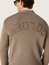 Golden Goose - Maglione da uomo in cotone organico color taupe con logo ricamato