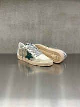 Golden Goose - Ball Star uomo in pelle e rete bianca con stella verde e talloncino argento