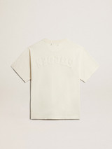 Golden Goose - T-shirt di colore bianco vissuto con logo reverse sul retro - Jersey Capsule