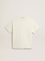 Golden Goose - T-shirt di colore bianco vissuto con logo reverse sul retro - Jersey Capsule