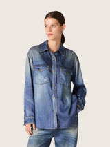 Golden Goose - Camicia oversize da donna effetto denim lived-in