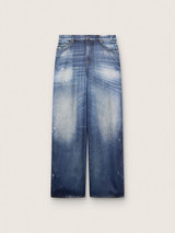 Golden Goose - Jeans boyfriend da donna in denim blu con stampa archive