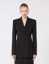 Sportmax - Blazer sartoriale nero in pura tela di lana natural stretch