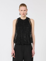 Sportmax  - Top nero in rete con cristalli