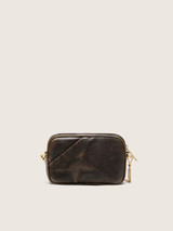 Golden Goose - Mini Star Bag in pelle distressed color testa di moro con stella ton sur ton