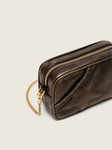 Golden Goose - Mini Star Bag in pelle distressed color testa di moro con stella ton sur ton