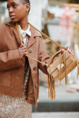 Golden Goose - Borsa Venezia Small color cammello con frange