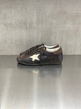 Golden Goose - Super-Star uomo in pelle e suede ebano con stella in pelle burro