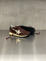 Golden Goose - Marathon donna con tomaia in satin color marrone e stella in pelle platino