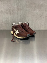 Golden Goose - Marathon donna con tomaia in satin color marrone e stella in pelle platino