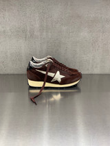 Golden Goose - Marathon donna con tomaia in satin color marrone e stella in pelle platino