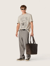 Golden Goose - T-shirt da uomo in jersey grigio mélange con stampa vintage