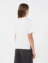 Max Mara Weekend - T-shirt in jersey di cotone bianco con scritta di paillettes nera