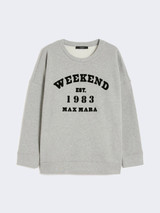 Max Mara Weekend - Felpa girocollo in cotone grigio chiaro con scritte nere
