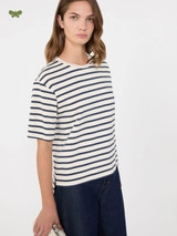 Max Mara Weekend - T-shirt in jersey di cotone a righe panna e blu