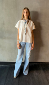 8PM - T-shirt manica corta in jersey di cotone con foulard in viscosa stampa bandana