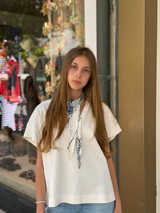 8PM - T-shirt manica corta in jersey di cotone con foulard in viscosa stampa bandana