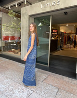 8PM - Abito Taormina lungo in twill di viscosa stampa bandana color blu