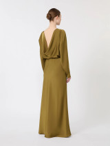 Max Mara Studio - Abito Pentola in raso leggero verde kaki