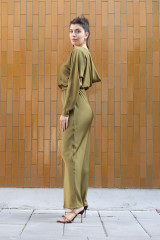 Max Mara Studio - Abito Pentola in raso leggero verde kaki