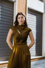 Max Mara Studio - Tuta Vespa in envers satin verde muschio